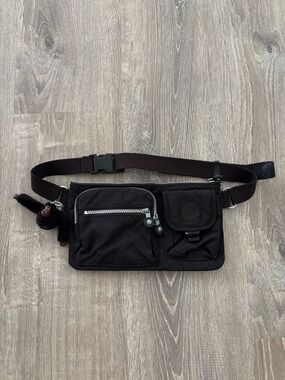 Kipling Black Preston Waist Bag with Monkey Keychain